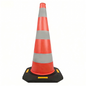 90cm Orange EVA Black Base Traffic Cone - Front View
