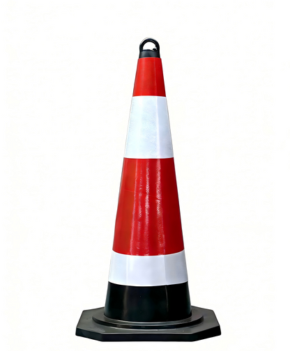 70cm Black Rubber Traffic Cone With Top Ring - Product View
