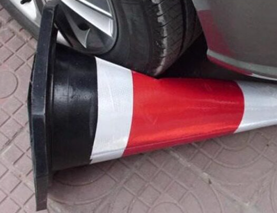 Black Rubber Traffic Cone - Application Scene
