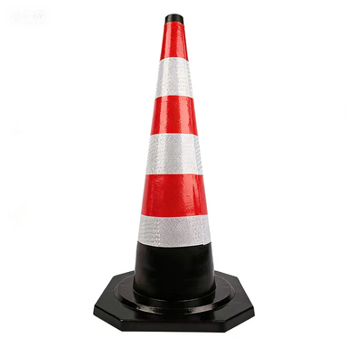 90cm Black Rubber Traffic Cone - Product View
