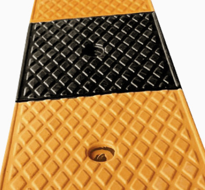 Black Yellow Block Pattern Curb Ramp - Installation View

