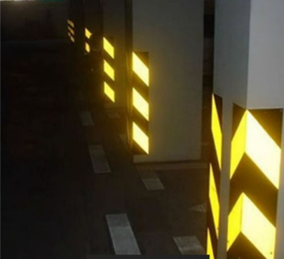 Thick L-Shape Square Corner Protector - Reflective Strip Detail
