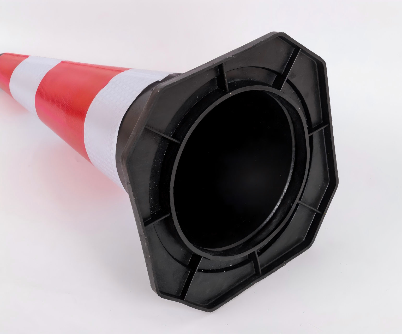 Black Rubber Traffic Cone - Reflective Collar Detail
