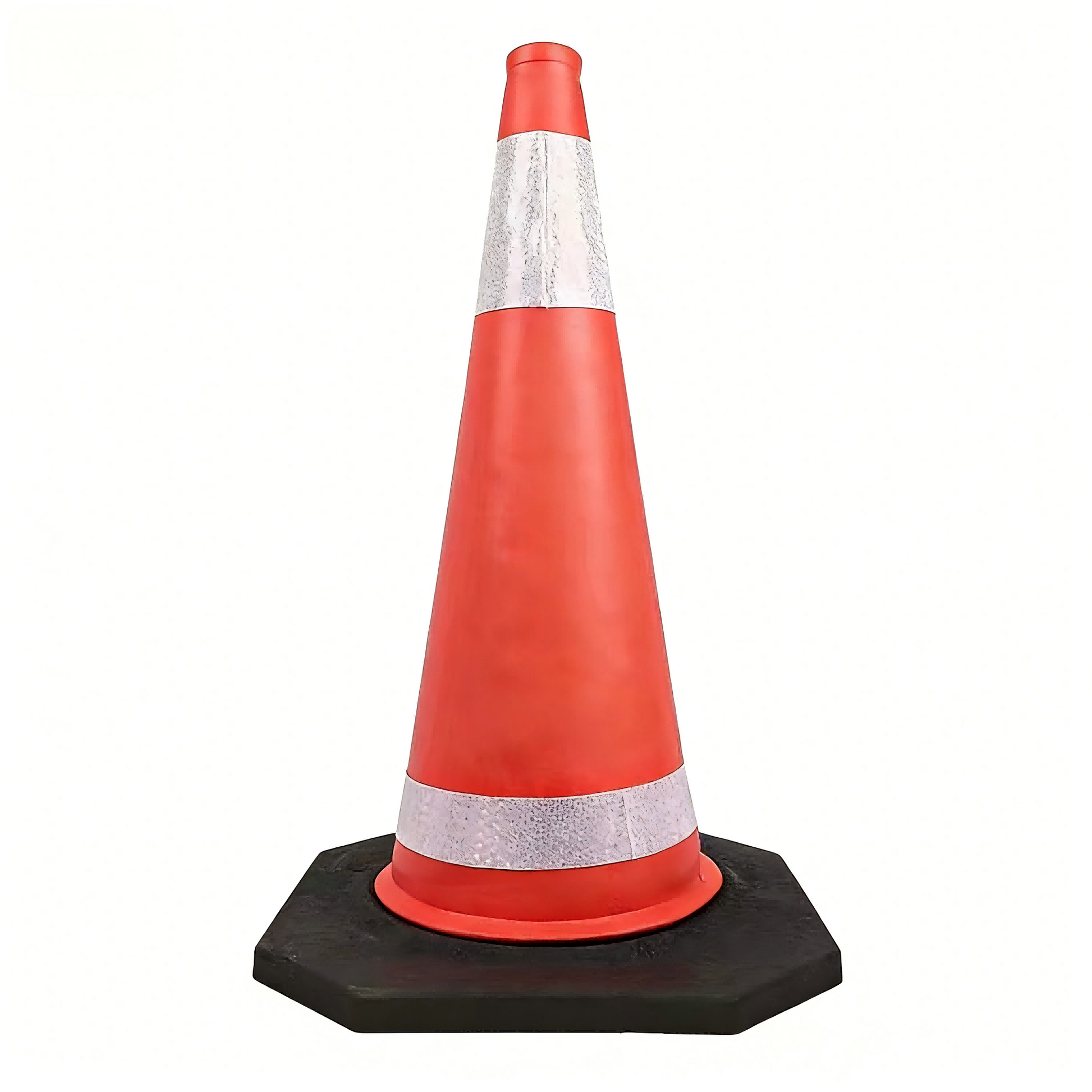 70cm Orange EVA Black Base Traffic Cone - Front View
