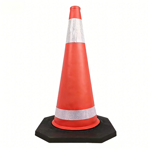 70cm Orange EVA Black Base Traffic Cone - Front View

