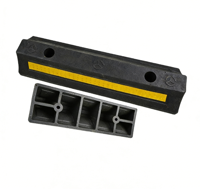 50cm Hollow Rubber Car Parking Stop - Front View
