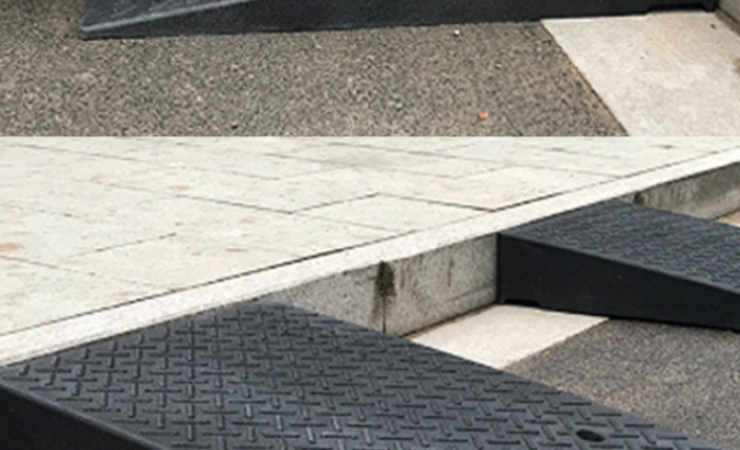 All Black Rubber Curb Ramp - Application Scene

